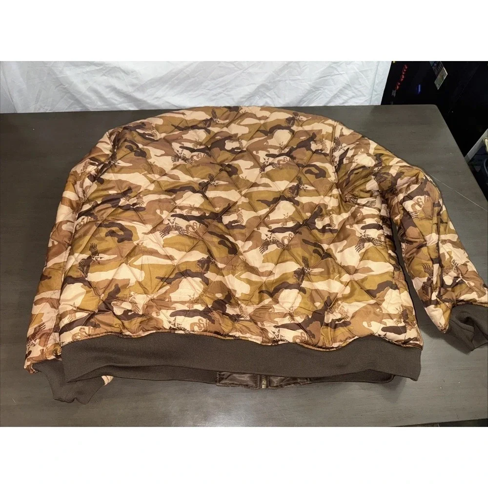AVIREX Mens Reversible Camo Brown Camouflage‎ Army Outdoor Jacket Eagle XXXL 3XL